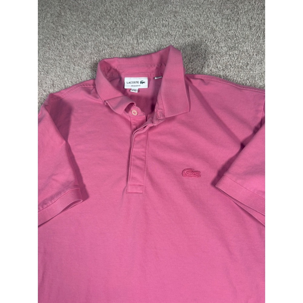 Lacoste Mens Regular Fit Polo Shirt Pink Short Sleeve Cotton Pique Size 7 XXL
